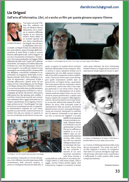 Lia Origoni: Dall'arte all'informatica (da Diari di Cineclub N.27 Aprile 2015)