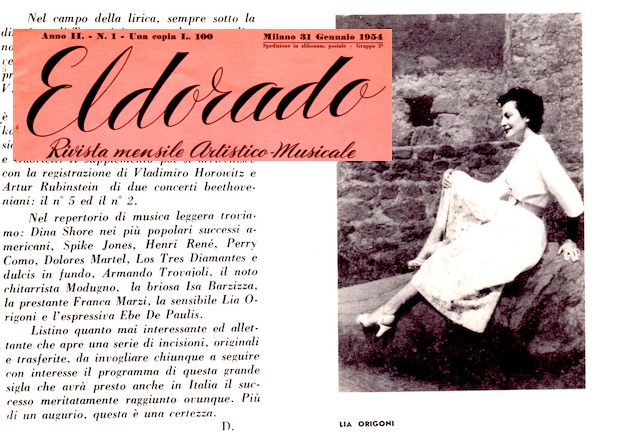 Lia Origoni punta di diamante della casa musicale RCA con Toscanini, Isa Barzizza e Modugno