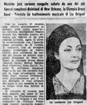 Il Tempo: Trattenimento musicale di Lia Origoni