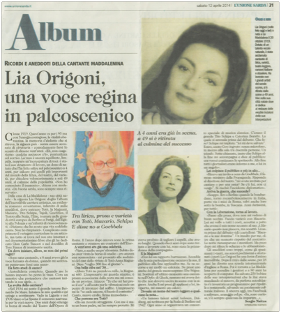 Lia Origoni: una Voce regina in palcoscenico